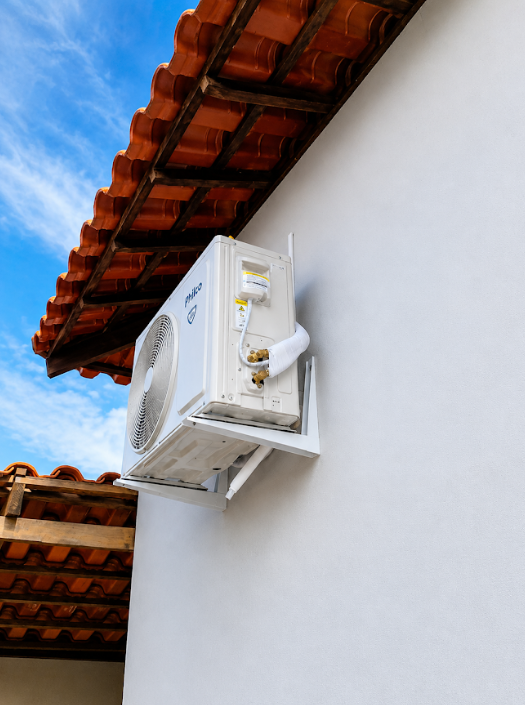 Instalação Philco em fachada com telhado colonial